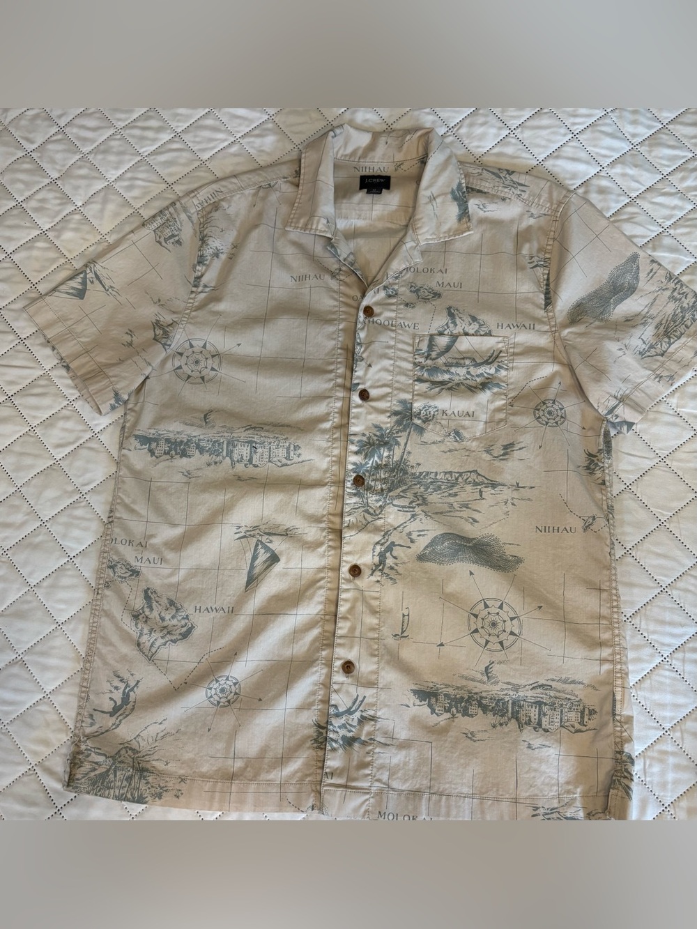 J.Crew men’s short sleeve camp collar shirt. 
Size M